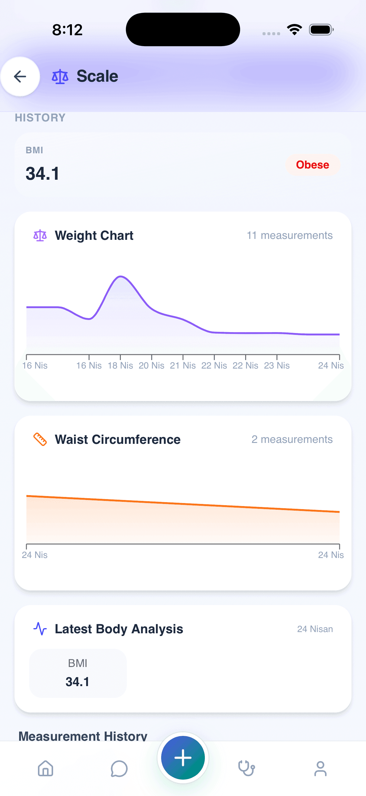 Live body composition data on the PikanHealth mobile app