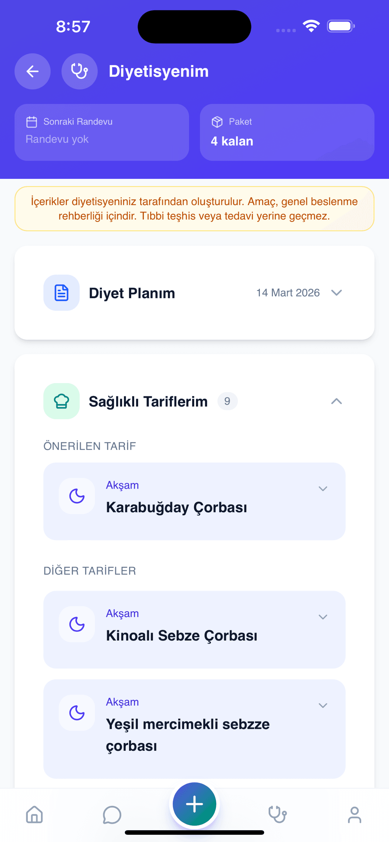 Client home screen